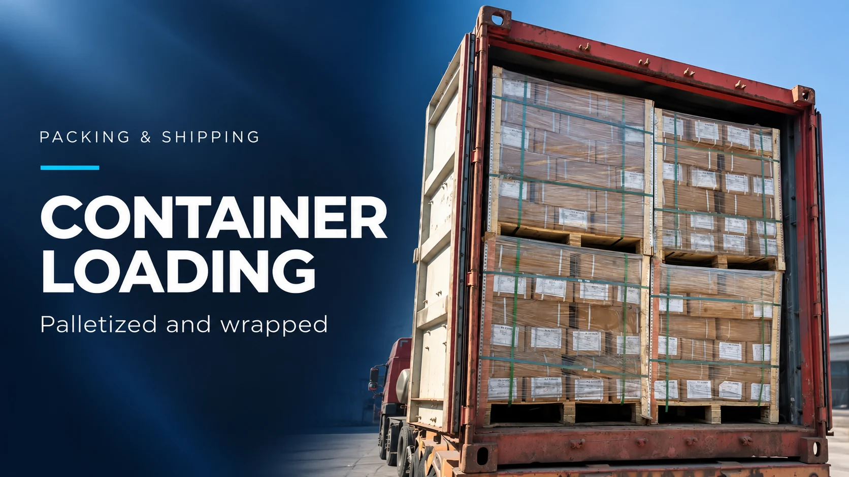 Container loading · Palletised and wrapped