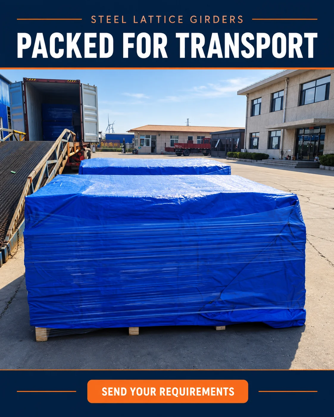 Wrapped packs for transport — steel lattice girders for Israel enquiries