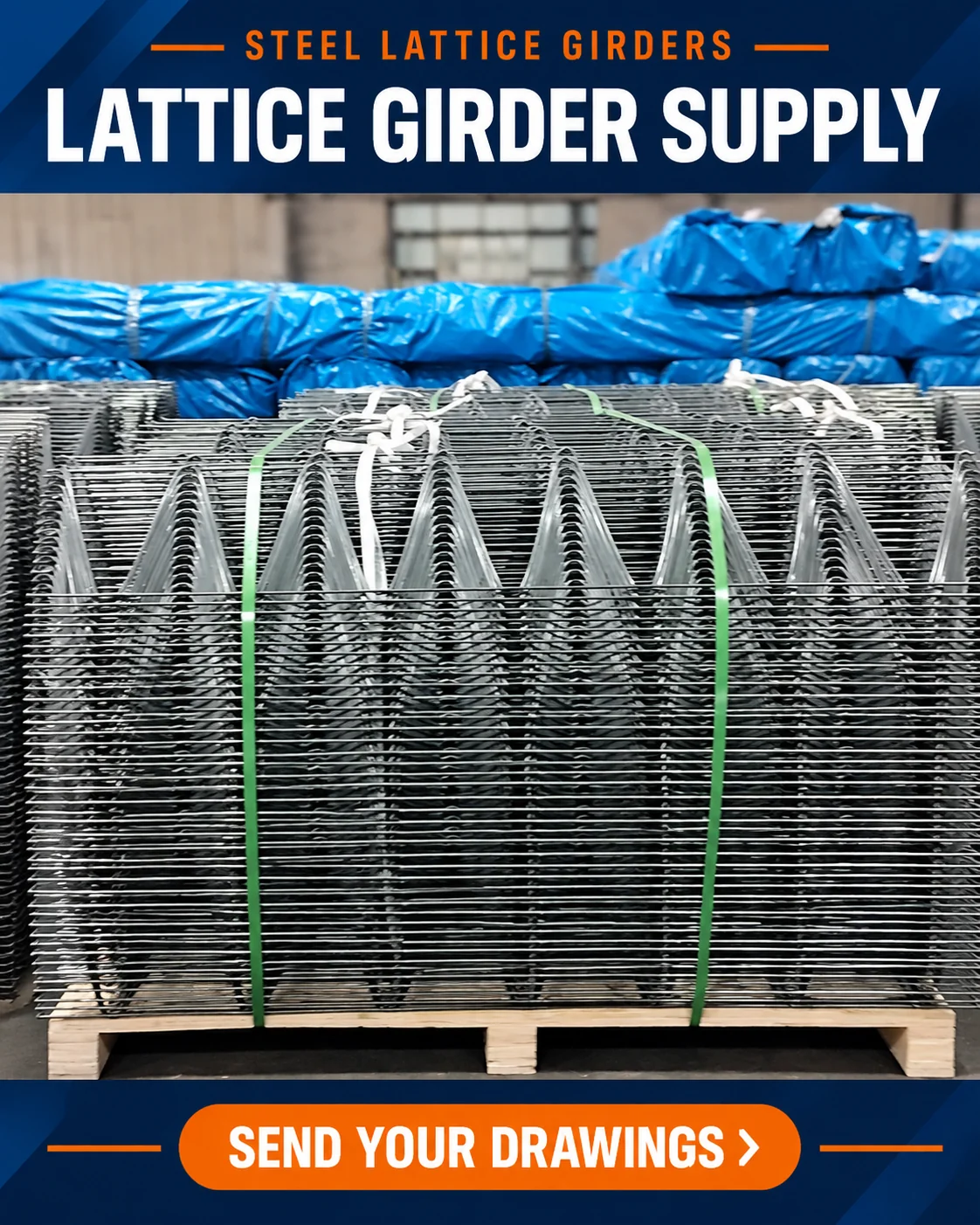 Strapped pallet pack — steel lattice girders for Israel enquiries