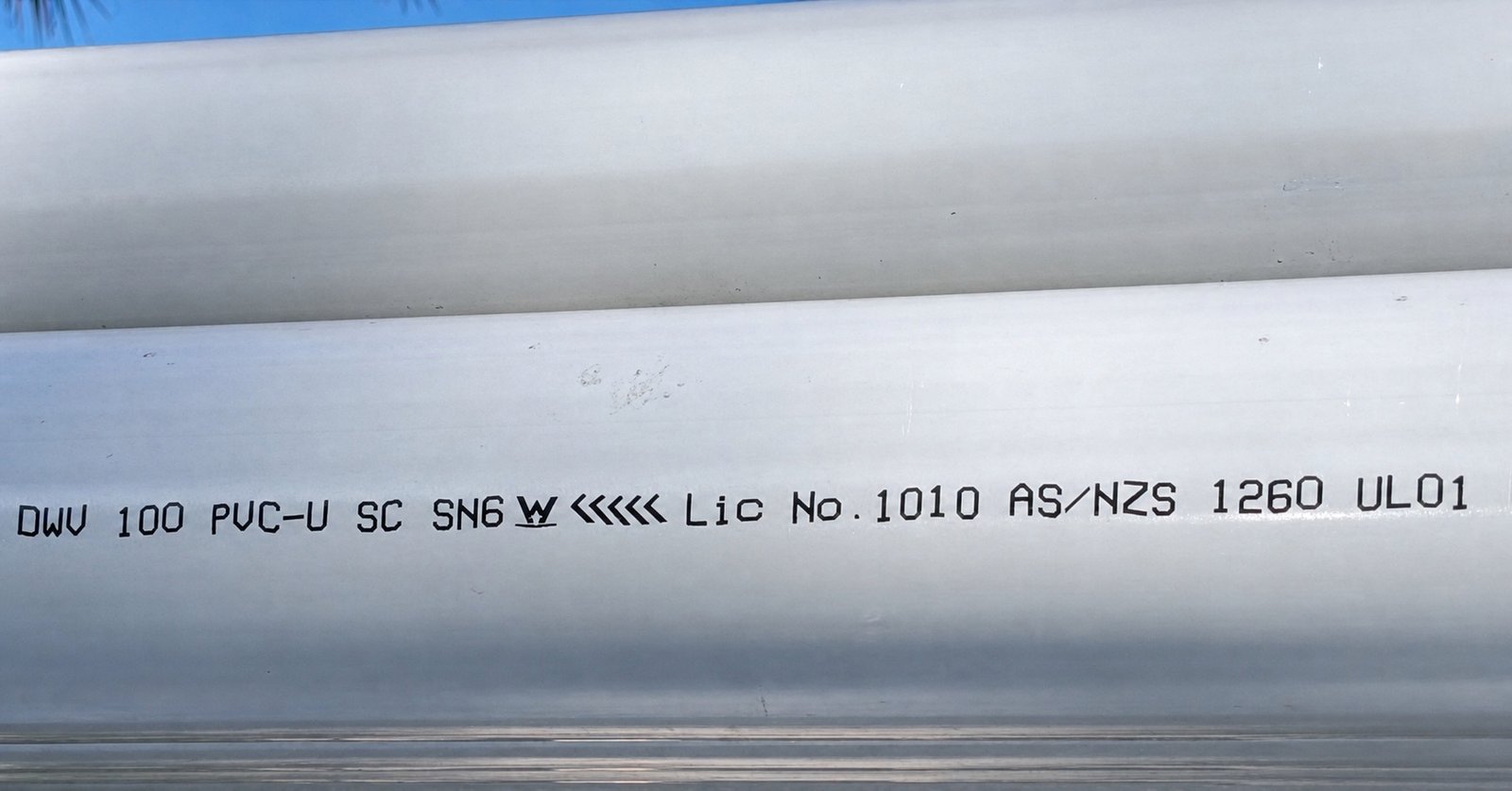 DWV PVC pipe product marking