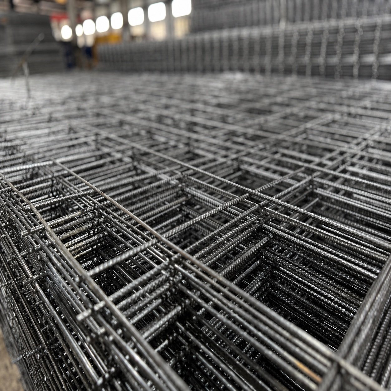 Close-up of welded reinforcing mesh