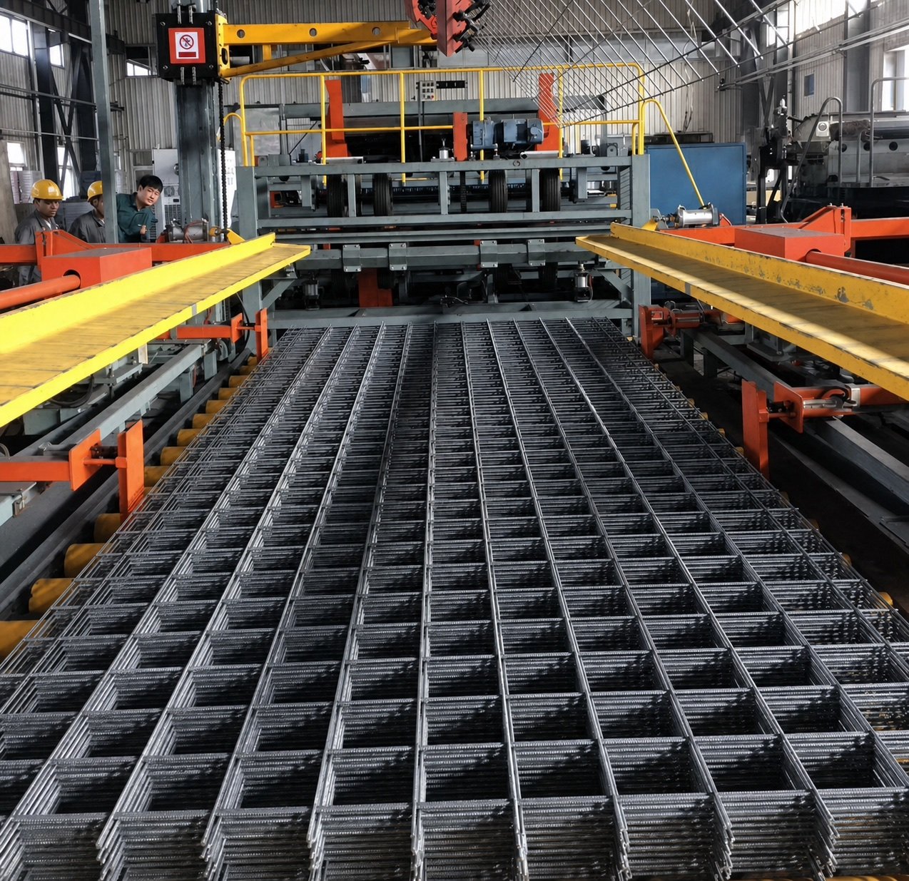 Reinforcing mesh machine producing sheets