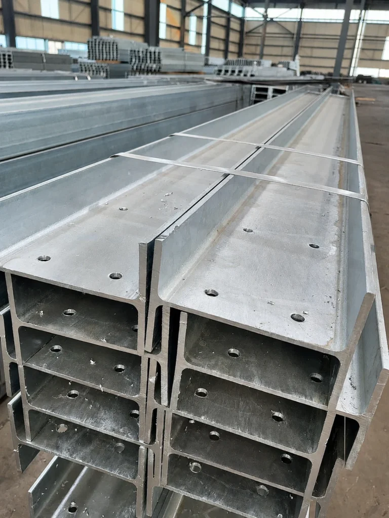 Drilled holes and open cross sections in galvanised steel posts